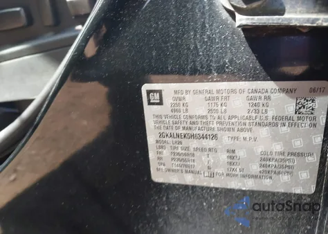 2017 GMC Terrain Sle-2 z USA, uszkodzony, nr VIN 2GKALNEK5H6344126